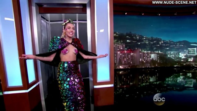 Miley Cyrus Jimmy Kimmel Live Breasts American Celebrity Hot